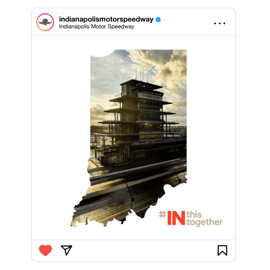 INThisTogether Indianapolis Motor Speedway social post