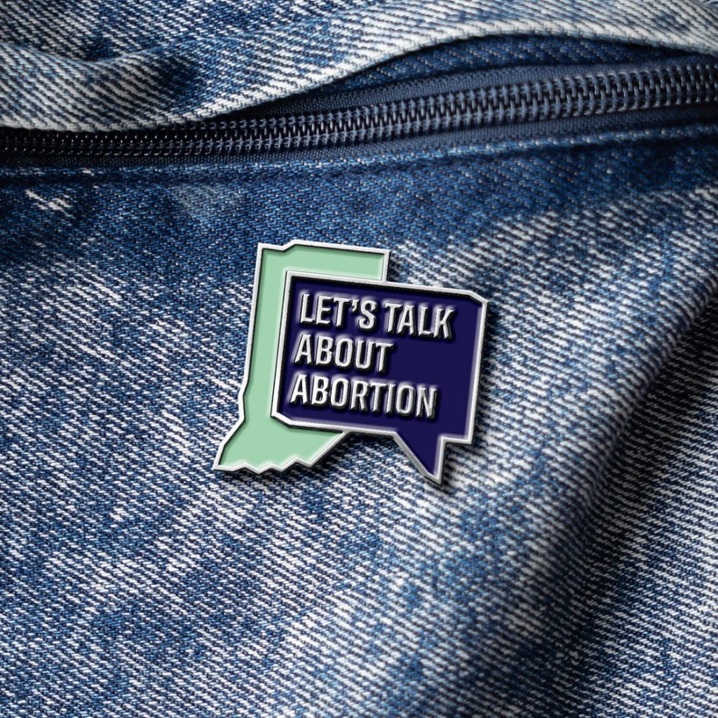 Let's Talk About Abortion jean jacket pin