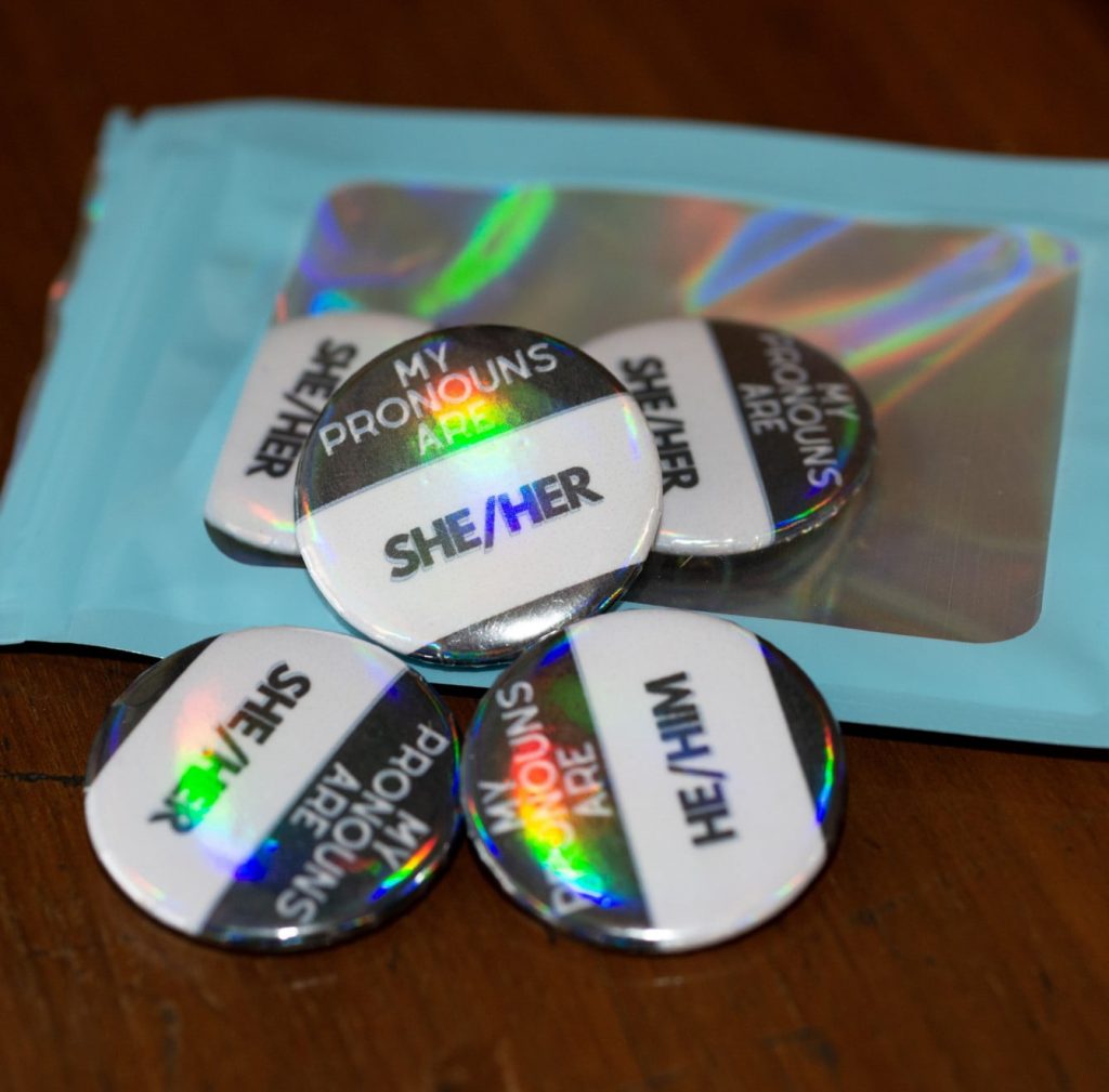 Pronoun buttons